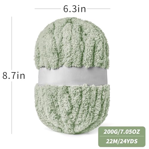 41gorbav7al 1.jpg Sage Green Jumbo Fuzzy Yarn for Hand Knitting and Crocheting, Soft Chunky Yarns for Blanket Making, 10 Pack 240yds Jumbo