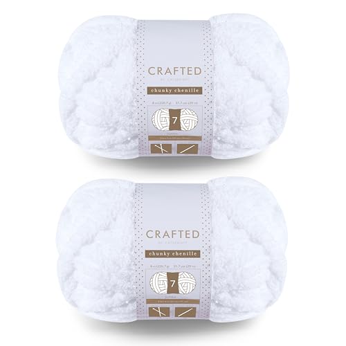 41gv6a3pdsl.jpg Catherine Chunky Chenille Yarn, 2 Pack, White, 41 Yards Each, Gauge 7 Jumbo