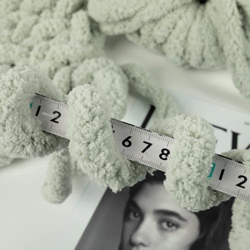 41hdfpaplal.jpg Jumbo Sage Green Chunky Chenille Yarn for Hand Knitting | Super Bulky Sage Green Chenille Yarn for Crocheting and Kn