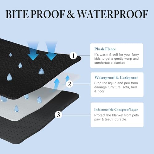 41hm9xseoul.jpg Chewproof Dog Blanket for Dogs (Black, 28.3"x37.7") - Leak Proof Soft Furry Pet Blanket Couch Cover Protection for So