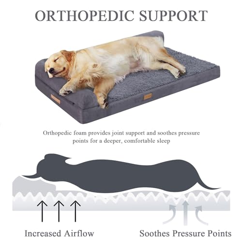 41hmriq9udl.jpg Sheepping Grey Washable Orthopedic Dog Bed Couch for Crate Sofa Sheepping Grey Waterproof Removable Cover Fluffy Dog Bed