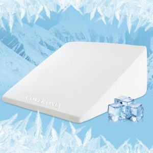 Cooling Bed Wedge Pillow Cover Q-max 0.4 Super Soft & Skin-Friendly (White, 25"x25"x8"), Removable & Machine Washable, W