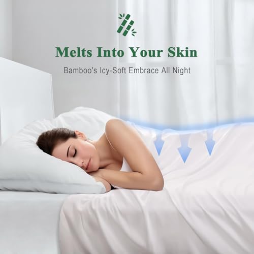 41hrzsmzjgl.jpg DWR Queen Size 100% Rayon Derived from Bamboo Fabric Comforter - All Season Medium-Weight Duvet Insert (White, 90x90)