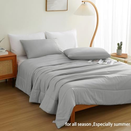 41hxaixujil.jpg Gray Light Weight Natural Bamboo Viscose Comforter Set for Sleeping | Soft And Smooth Gray Queen Size Natural Bamboo