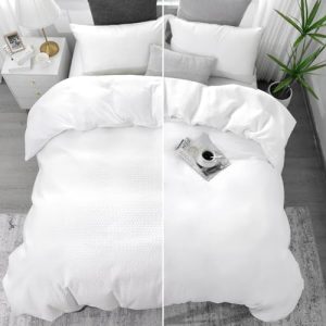 HOMBYS Reversible Waterproof Duvet Cover for Pets, Dog, Cat, Kids, Elder, King 90"x106" | HOMBYS Breathable White Wa