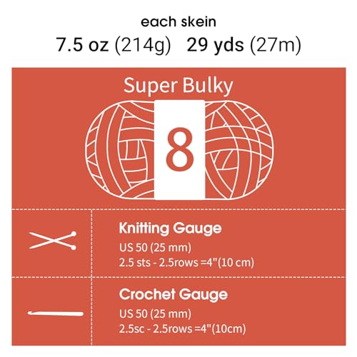 41i6fihcbbl 1.jpg Maboozoo Tie Dye Chunky Yarn for Crocheting & Hand Knitting | Giant Thick Fuzzy Yarn Orange & Grey 8 Pack | Chunky