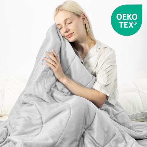 41ijaeev5xl.jpg NATUREFIELD Cooling Comforter, Bamboo-Derived Rayon, Lightweight Summer Quilt for King/Cal King Size 106"x90", Elegan