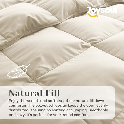 41iqrmrol.jpg Joysoul All Season Ultra Soft California King Size Down Comforter - Luxury Hotel Cream Duvet Insert with Corner Tabs (10