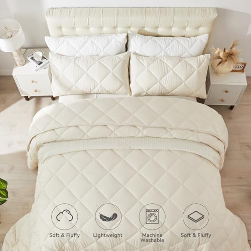 41jquxjl4nl.jpg ENJOHOS Extra Large King Beige Comforter & Pillow Cases Set