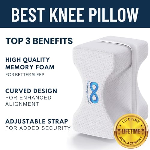41k 23cl5jl 1.jpg Everlasting Comfort Memory Foam Leg & Knee Pillow - Side Sleepers - Sciatica Pain Relief - Adjustable Strap - FSA/HSA El