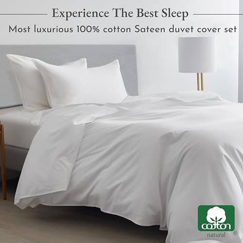 41k9ikn0xpl.jpg California Design Den 3 Pc White King Duvet Cover Set - 400 Thread Count Sateen, 100% Cotton, Button Closure, Best Beddi