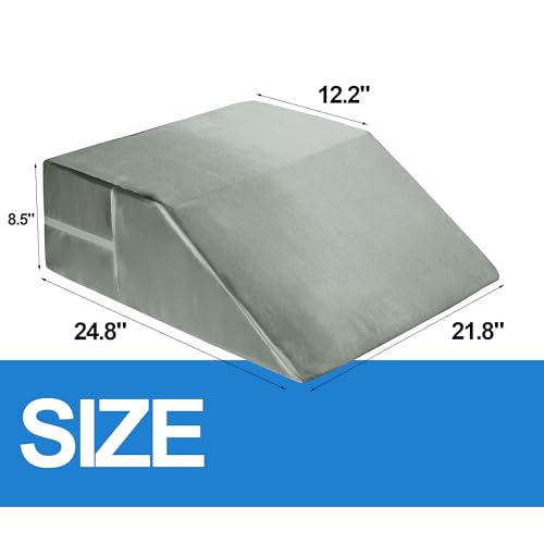 41kgzl egpl.jpg HOMBYS Satin Leg Elevation Pillowcase - Silky Grey & Removable
