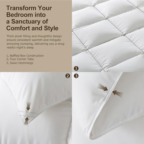 41kh8iuk7jl.jpg HYLEORY Luxurious 750 Fill Power Goose Feather Comforter, Queen Size 90"x90"