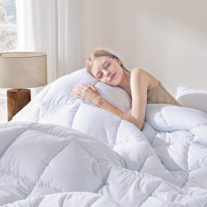 DOWNCOOL White All Season Duvet, Queen Size, Lightweight Quilt with Corner Tabs