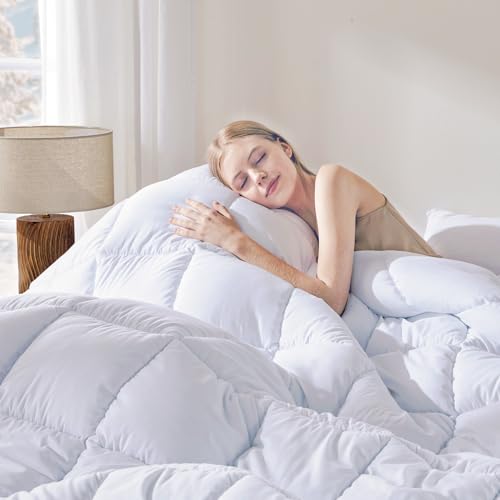 41khoagnjhl.jpg DOWNCOOL White All Season Duvet, Queen Size, Lightweight Quilt with Corner Tabs