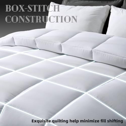 41kmsgcrnrl.jpg DOWNCOOL White All Season Duvet, Queen Size, Lightweight Quilt with Corner Tabs