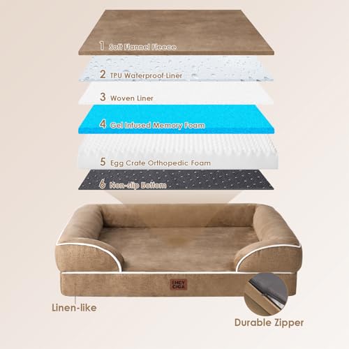41kn ob uul.jpg EHEYCIGA Orthopedic Dog Bed for Medium Dogs, Waterproof Memory Foam, Non-Slip Bottom, Beige | EHEYCIGA Orthopedic Do