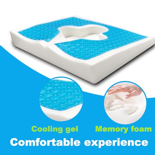 41kp xydbdl.jpg Gel Wheelchair Seat Cushion for Back and Coccyx Pain Relief (Blue) | Ergonomic Chair Cushion with Anti-Slip Cover for S