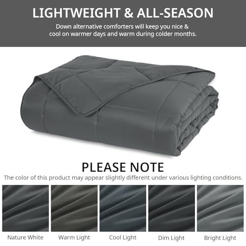 41kpnvm5u9l 1.jpg HOMBYS Oversized King Comforter Grey for All Season Lightweight Quilted Down Alternative Duvet Insert 8 Corner Tabs Best