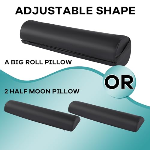 41lctkye17l.jpg HOMBYS Massage Bolster Pillow, Adjustable to 2 Half Moon Pillows, Lumber & Neck Support, PU Leather Fabric Waterproof-9i