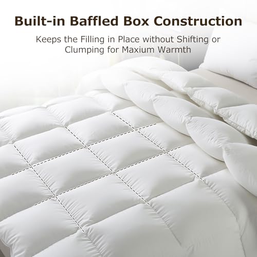 41lyrrcjs0l.jpg HYLEORY Luxurious 750 Fill Power Goose Feather Comforter, Queen Size 90"x90"
