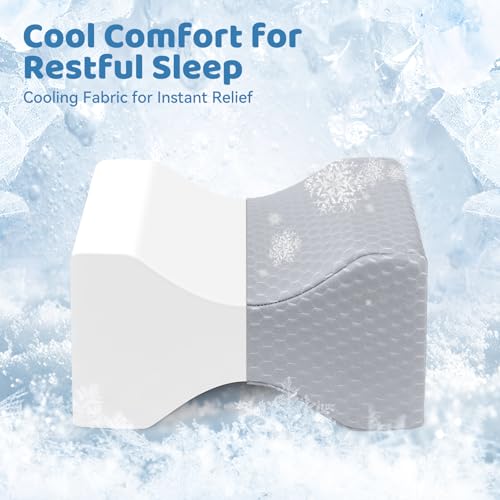 41m4ep a8nl.jpg Cooling Leg Pillow for Side Sleepers and Sciatica Pain Relief | Spine Aligning Support Knee Pillow for Hips and Join