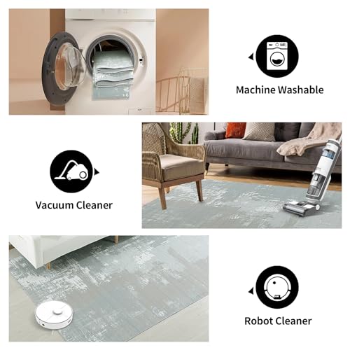 41m7g3xqgil 2.jpg HOMBYS Modern Abstract Area Rug for Living Room & Bedroom, Large Boho Floor Carpet, Grey, 10 x 14 ft, Machine Washable &
