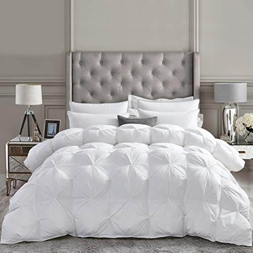 41mcfsw7qcl.jpg Luxurious All-Season Goose Down Feather Fiber Comforter for Twin Bed, Exquisite Pinch Pleat Design, 100% Egyptian Cotton