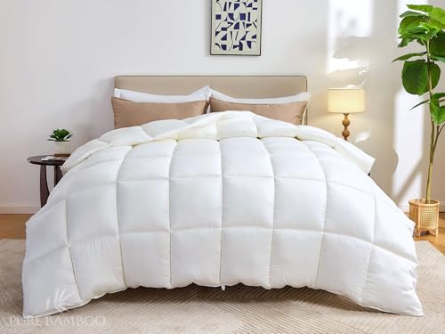 41mf8at6gfl 1.jpg Pure Bamboo Duvet Insert King Size - Ultra Soft Quilted Duvet Insert with 8 Corner & Side Loops, Luxuriously Soft (King,