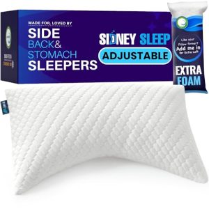 Sidney Sleep Pillow for Side and Back Sleepers - Neck and Shoulder Pain Relief - Adjustable Contour Fill - Queen Size -