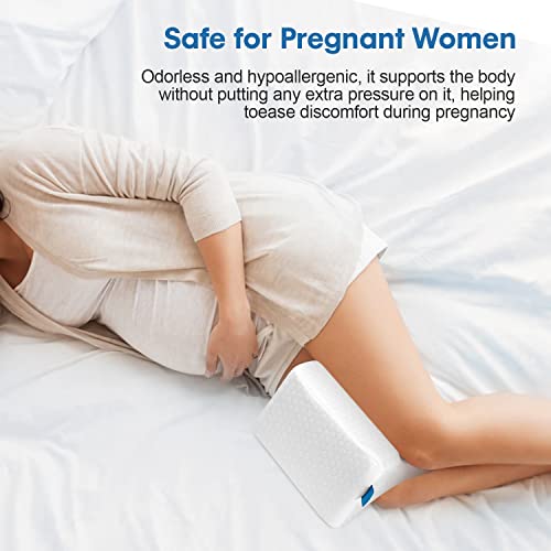 41monschw0l.jpg Memory Foam Knee Pillow for Side Sleepers & Pregnant Women - Spinal Alignment & Sciatica Relief, White