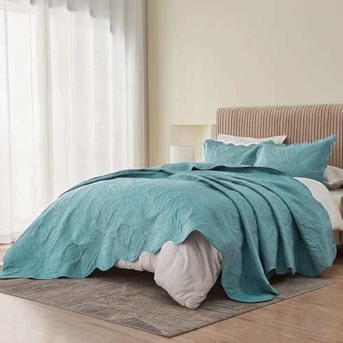 41mqtm75icl 1.jpg Kingnex Extra Wide Oversized King Bedspreads for Tall King or Cal King Bed Blue Kingnex Ultrasonic Quilted Coverlet Set