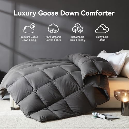 41mcnu6x dl 3.jpg L LOVSOUL Goose Feather Down Fiber Comforter King Size for Comfort and Warmth, Perfect for All-Year Use, Suitable for Ho