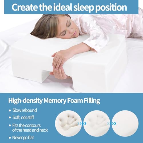 41nlhkuubnl.jpg HOMBYS Side Sleeper Pillow with Arm Hole, Super Firm Support for No Arm Pressure, Neck & Shoulder Pain Relief, Suitab