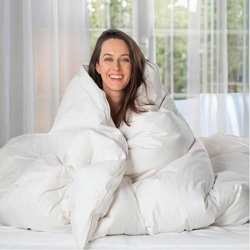 41nn1z3qtal 1.jpg ComfyDown Goose Down White Comforter - Premium 100% Egyptian Cotton Cover King Size - All Season Washable Duvet Insert w