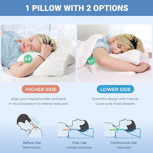 41nnwho1txl.jpg Elviros Soft Memory Foam Pillow for Neck and Shoulder Pain, Side Sleepers (Ergonomic Orthopedic Sleeping Support) Elvi
