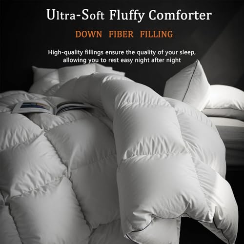 41nxchzlfel.jpg Hotel Collection White Down Alternative Comforter - King Size Fluffy and Cozy (120x98")