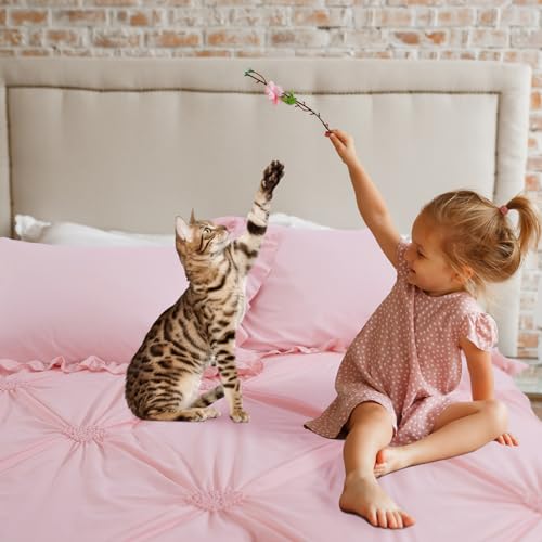 41o8oayfzil.jpg HOMBYS Pink Blush Pinch Pleat Comforter Set for Girls All Season with Matching Sheets and Shams