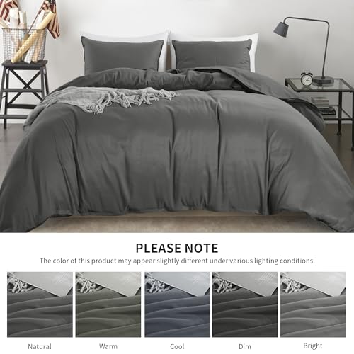 41o9koieicl.jpg HOMBYS Ultra Soft Microfiber Grey Oversized King Duvet Cover for All Season (120x120 Inch, Grey, Oversized King) HOMBY