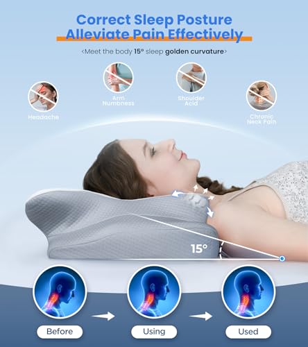 41oqcnkrfbl.jpg Odorless Ergonomic Contour Memory Foam Cooling Pillow for Neck Support and Cozy Sleeping | Adjustable Cervical Pillo