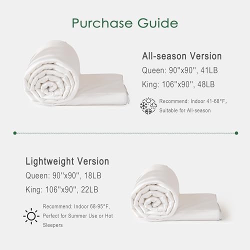 41oemiygeil.jpg DWR Queen Size 100% Rayon Derived from Bamboo Fabric Comforter - All Season Medium-Weight Duvet Insert (White, 90x90)