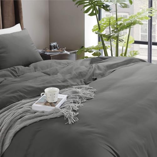 41oh7ardmil.jpg HOMBYS Ultra Soft Microfiber Grey Oversized King Duvet Cover for All Season (120x120 Inch, Grey, Oversized King) HOMBY