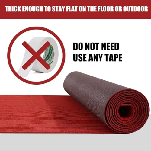 41ojn2fc2il 1.jpg HOMBYS Red 450GSM Extra Thick Carpet Runner for Party & Events (3x10ft), Non-Slip Rubber Backing, Wedding Ceremony & Hol