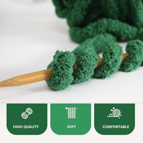 41p ivp4xml 2.jpg Dark Green Super Bulky Chenille Yarn for Hand Blanket Crocheting/Knitting | Super Soft Plush Dark Green Chenille Yar
