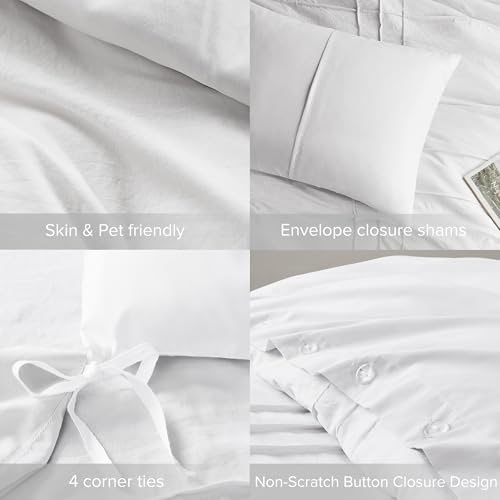 41p8antlfvl 1.jpg Comfort Spaces White Queen Size Duvet Cover Set - All Season Lightweight, Extra Softness Pre-Washed Microfiber Queen Bed