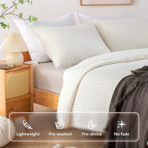 41pattkgayl.jpg KASENTEX Ultra Soft Quilt Coverlet Blanket Set - Machine Washable, Lightweight, Stone-Washed, Detailed Stitching (Ivory,