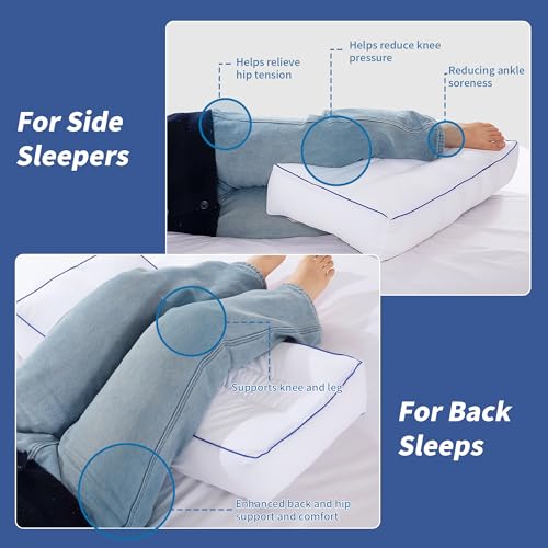 41pngq6fqsl 1.jpg HOMBYS Supportive Knee Pillow for Side Sleepers with Blue Edge | HOMBYS Spinal Alignment Knee Pillow for Side Sleepe
