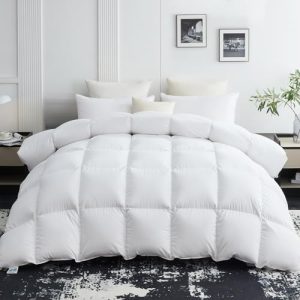 L LOVSOUL 75% Goose Down Fiber Fluffy Ultra Soft King Size Comforter for All Season Use | L LOVSOUL 850+ Fill Power
