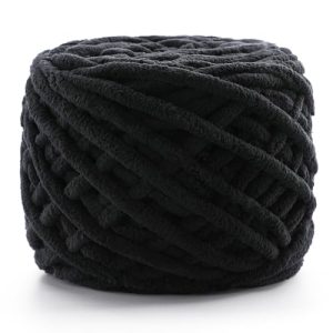 Super Soft Black Chenille Yarn for Crocheting and Knitting Projects