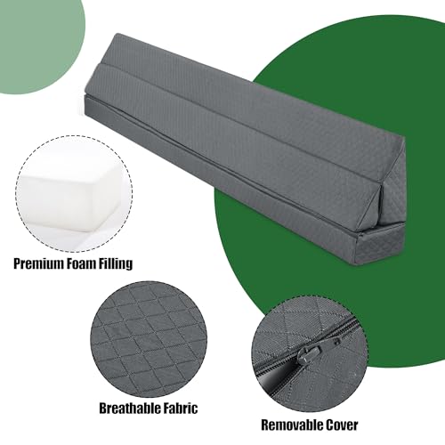 41poxeb7pxl.jpg High Density Foam Bed Wedge Pillow for Headboard and Gap Filler, King Size, Dark Grey OEKO-TEX STANDARD 100 | Headboard